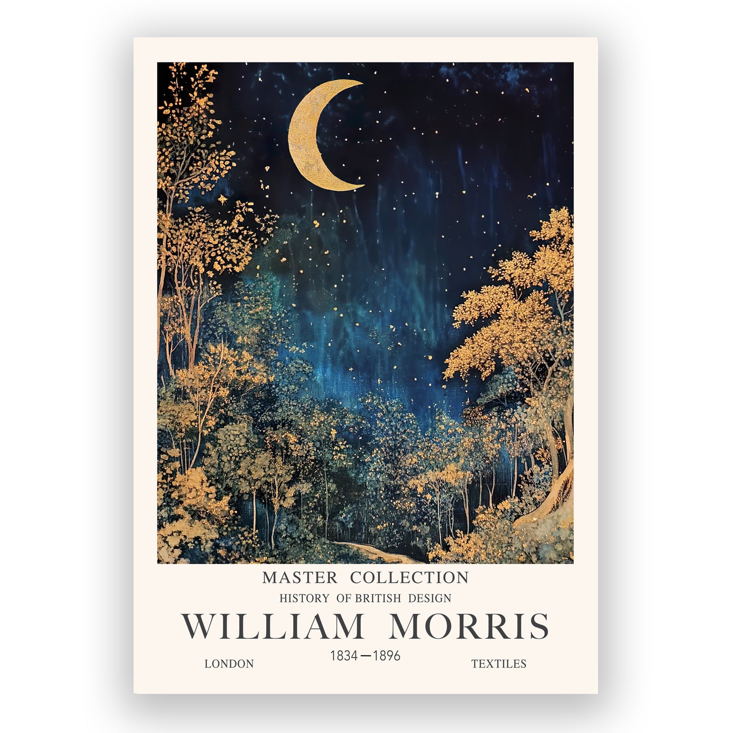 William Morris Art – Celestial Moon and Stars