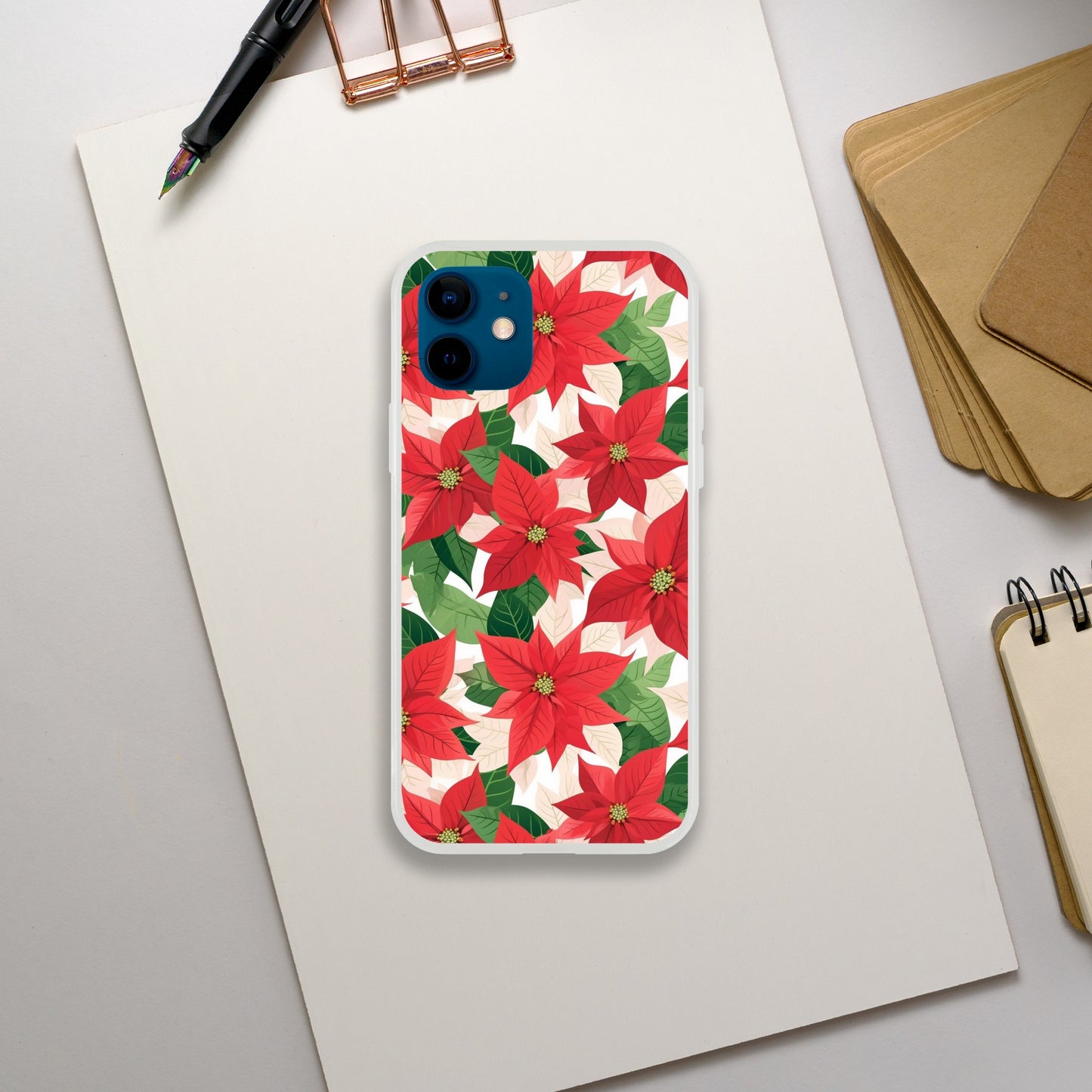 Poinsettia Charm | Christmas | Floral | Flexi Phone Cover - iPhone