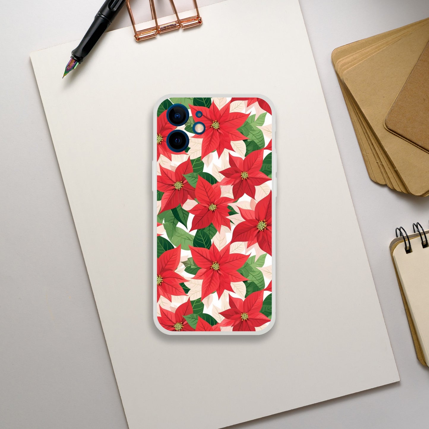 Poinsettia Charm | Christmas | Floral | Flexi Phone Cover - iPhone