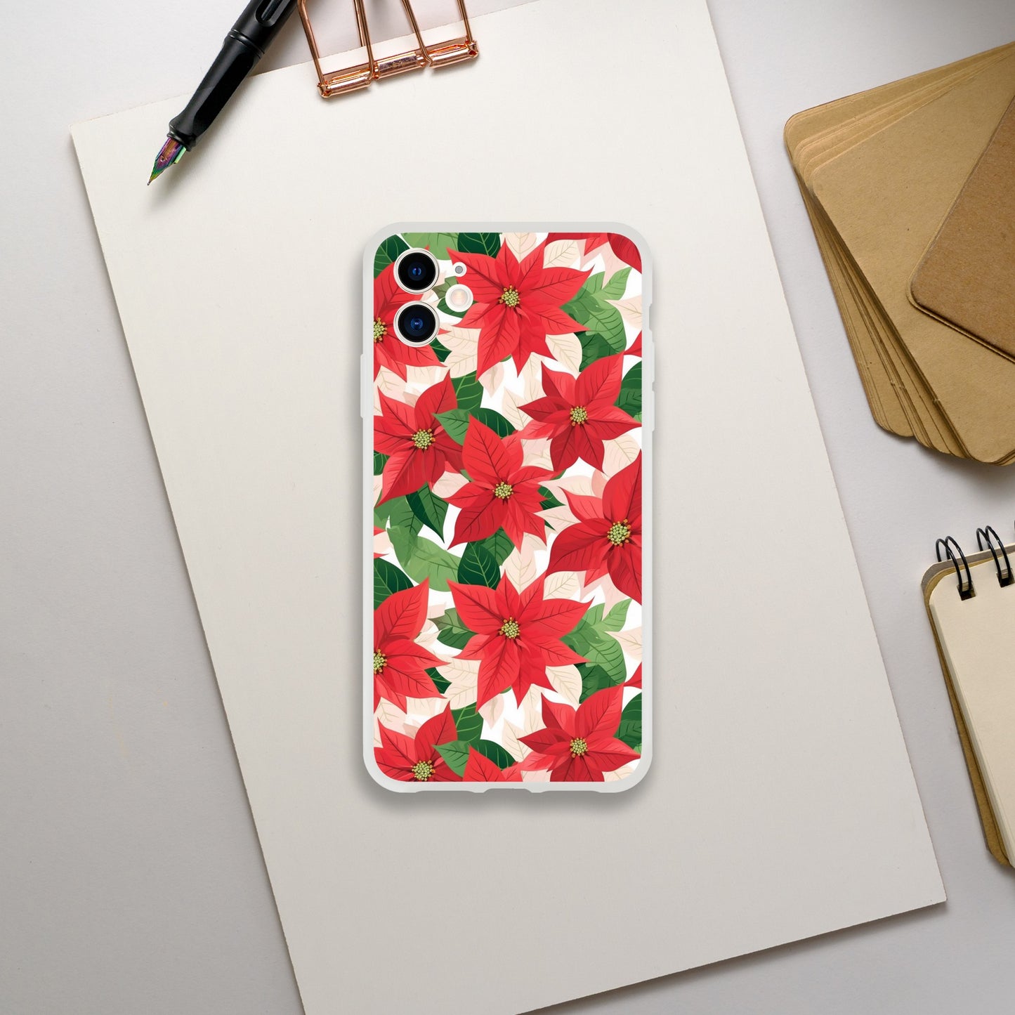 Poinsettia Charm | Christmas | Floral | Flexi Phone Cover - iPhone