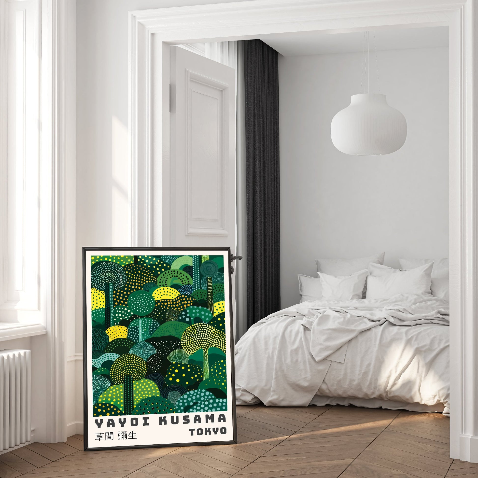 Yayoi Kusama Inspired  Green forest abstract art print for living room