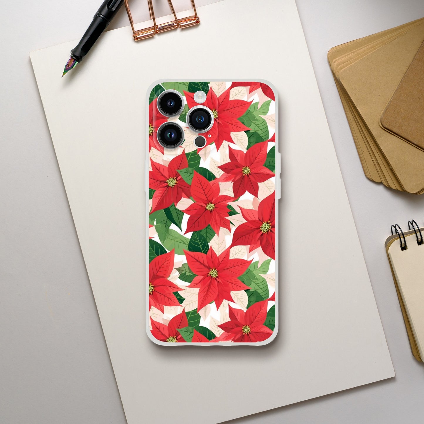 Poinsettia Charm | Christmas | Floral | Flexi Phone Cover - iPhone