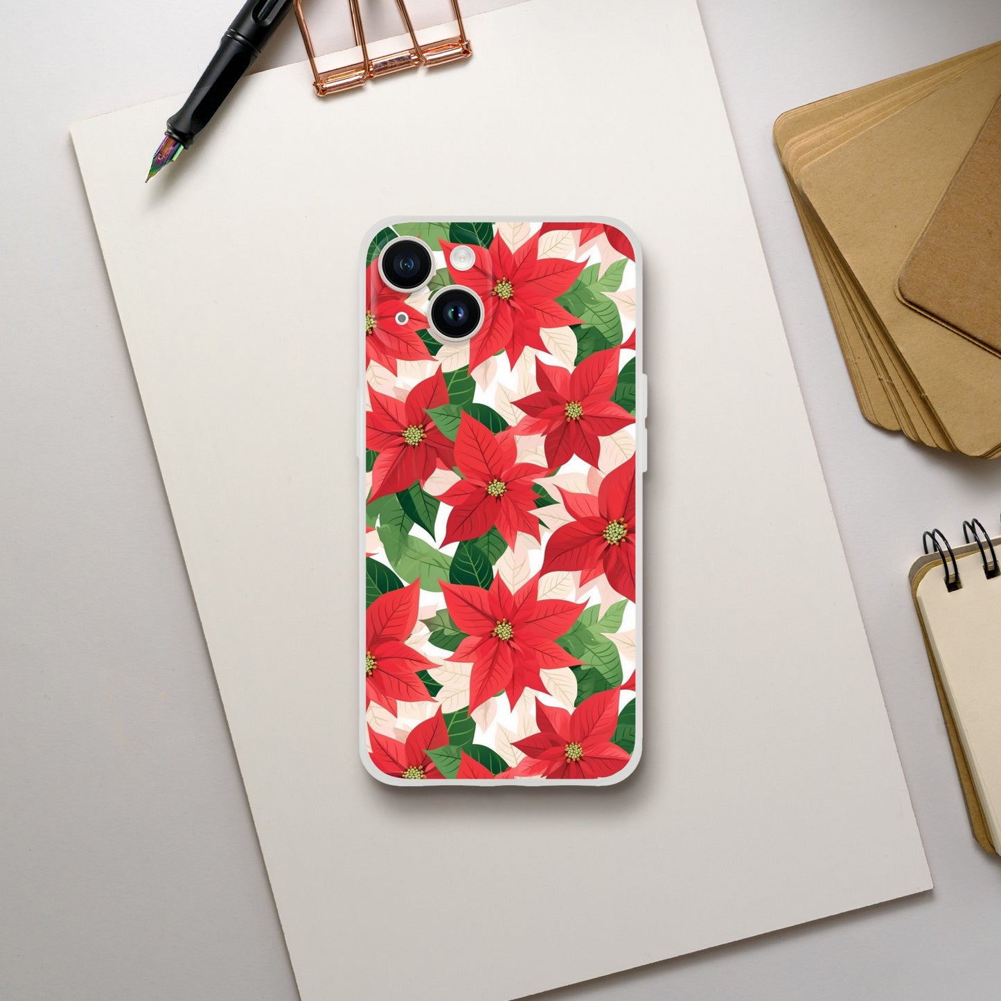 Poinsettia Charm | Christmas | Floral | Flexi Phone Cover - iPhone