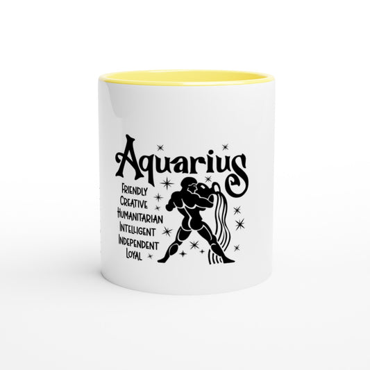 Aquarius | Zodiac Sign | White  11oz Ceramic Mug with Color Inside