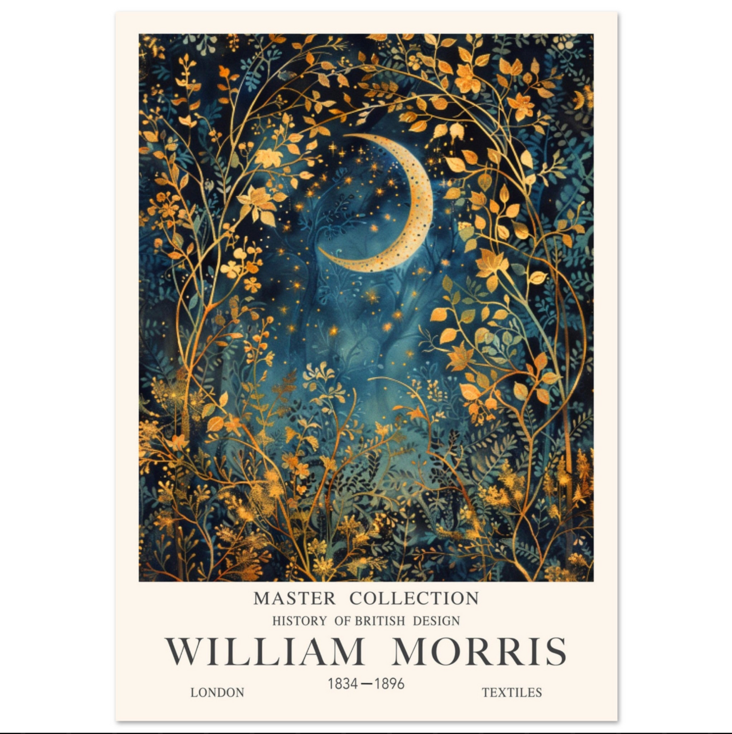 William Morris Print - Moon and Stars