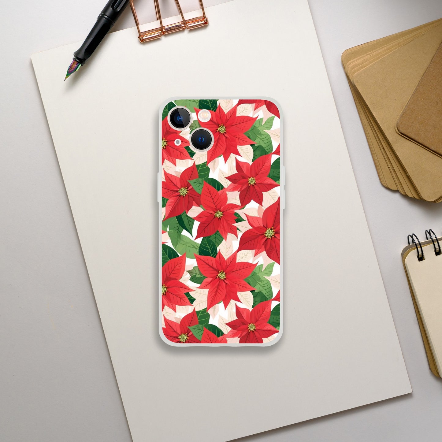 Poinsettia Charm | Christmas | Floral | Flexi Phone Cover - iPhone