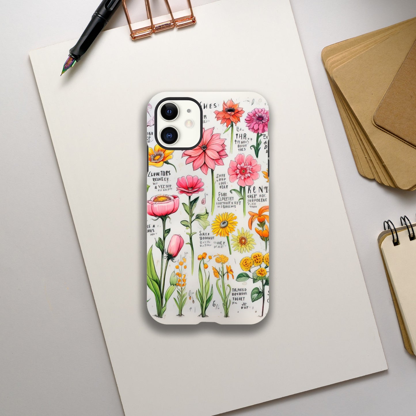 Vintage Flower | Sketch Notes | Tough Phone Case - iPhone